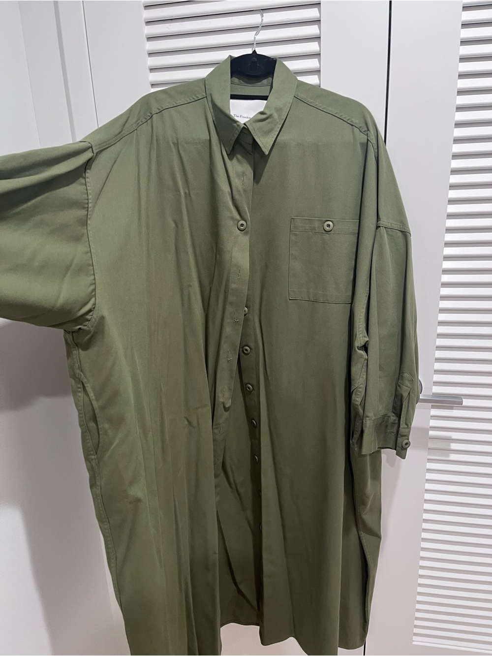 The Frankie Shop Olive Oversized Button-Down Shirt Dress